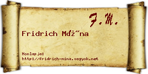 Fridrich Mína névjegykártya
